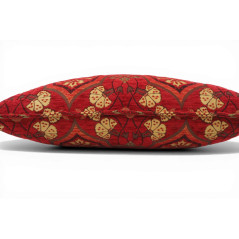 Turkish Fabric Pillow Cover 12x20, Red Boho Throw Pillow, Carnation Pattern Decorative Sofa Accent Ethnic Cushion Case