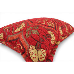 Turkish Fabric Pillow Cover 12x20, Red Boho Throw Pillow, Carnation Pattern Decorative Sofa Accent Ethnic Cushion Case
