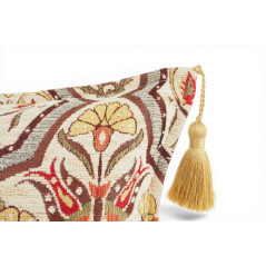 Turkish Fabric Pillow Cover 12x20, Beige Boho Throw Pillow, Carnation Pattern Decorative Sofa Accent Ethnic Cushion Case