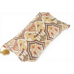 Turkish Fabric Pillow Cover 12x20, Beige Boho Throw Pillow, Carnation Pattern Decorative Sofa Accent Ethnic Cushion Case
