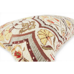 Turkish Fabric Pillow Cover 12x20, Beige Boho Throw Pillow, Carnation Pattern Decorative Sofa Accent Ethnic Cushion Case