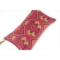 Turkish Fabric Pillow Cover 12x20, Mazenda Pink Boho Throw Pillow, Carnation Pattern Decorative Sofa Accent Ethnic Cushion Case