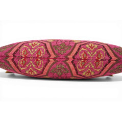 Turkish Fabric Pillow Cover 12x20, Mazenda Pink Boho Throw Pillow, Carnation Pattern Decorative Sofa Accent Ethnic Cushion Case