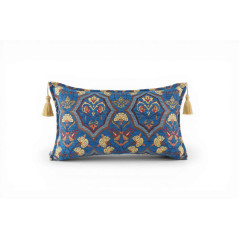 Fabric Pillow,Fabric Pillow 12x20,Navy Blue Carnation Pattern Turkish Fabric Pillow,Decorative Throw Pillow,Bohemian Pillow