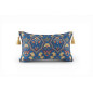 Turkish Fabric Pillow Cover 12x20, Royal Blue Boho Throw Pillow, Carnation Pattern Decorative Sofa Accent Ethnic Cushion Case