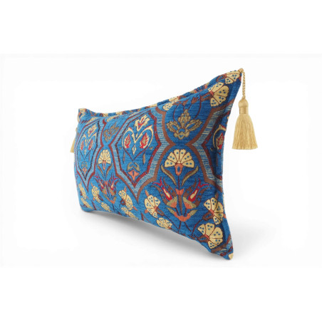 Fabric Pillow,Fabric Pillow 12x20,Navy Blue Carnation Pattern Turkish Fabric Pillow,Decorative Throw Pillow,Bohemian Pillow