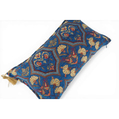 Turkish Fabric Pillow Cover 12x20, Royal Blue Boho Throw Pillow, Carnation Pattern Decorative Sofa Accent Ethnic Cushion Case