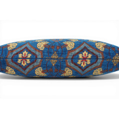 Turkish Fabric Pillow Cover 12x20, Royal Blue Boho Throw Pillow, Carnation Pattern Decorative Sofa Accent Ethnic Cushion Case