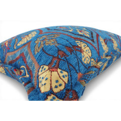 Turkish Fabric Pillow Cover 12x20, Royal Blue Boho Throw Pillow, Carnation Pattern Decorative Sofa Accent Ethnic Cushion Case