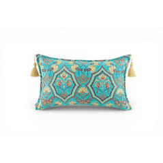 Fabric Pillow,Fabric Pillow 12x20,Turquoise Blue Carnation Pattern Turkish Fabric Pillow,Decorative Throw Pillow,Bohemian Pillow