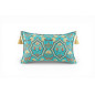 Turkish Fabric Pillow Cover 12x20, Turquoise Blue Boho Throw Pillow, Carnation Pattern Decorative Sofa Accent Ethnic Cushion