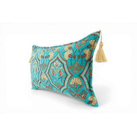 Fabric Pillow,Fabric Pillow 12x20,Turquoise Blue Carnation Pattern Turkish Fabric Pillow,Decorative Throw Pillow,Bohemian Pillow