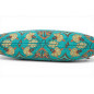 Turkish Fabric Pillow Cover 12x20, Turquoise Blue Boho Throw Pillow, Carnation Pattern Decorative Sofa Accent Ethnic Cushion