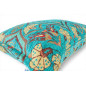 Turkish Fabric Pillow Cover 12x20, Turquoise Blue Boho Throw Pillow, Carnation Pattern Decorative Sofa Accent Ethnic Cushion