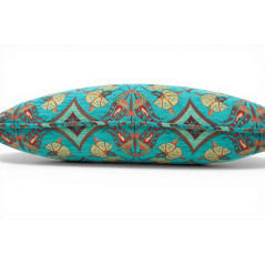 Turkish Fabric Pillow Cover 12x20, Turquoise Blue Boho Throw Pillow, Carnation Pattern Decorative Sofa Accent Ethnic Cushion