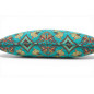 Turkish Fabric Pillow Cover 12x20, Turquoise Blue Boho Throw Pillow, Carnation Pattern Decorative Sofa Accent Ethnic Cushion