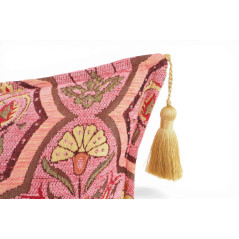 Turkish Fabric Pillow Cover 12x20, Pale Pink Boho Throw Pillow, Carnation Pattern Decorative Sofa Accent Ethnic Cushion Case