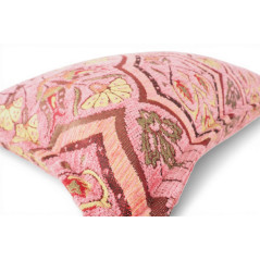 Turkish Fabric Pillow Cover 12x20, Pale Pink Boho Throw Pillow, Carnation Pattern Decorative Sofa Accent Ethnic Cushion Case