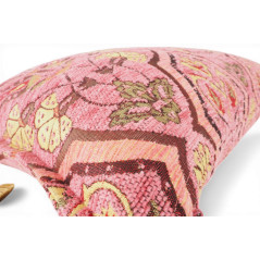 Turkish Fabric Pillow Cover 12x20, Pale Pink Boho Throw Pillow, Carnation Pattern Decorative Sofa Accent Ethnic Cushion Case