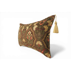 Turkish Fabric Pillow Cover 12x20, Moss Green Boho Throw Pillow, Carnation Pattern Decorative Sofa Accent Ethnic Cushion Case