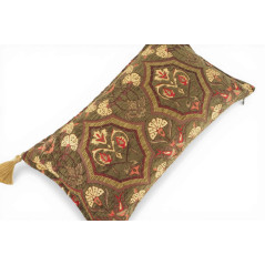 Turkish Fabric Pillow Cover 12x20, Moss Green Boho Throw Pillow, Carnation Pattern Decorative Sofa Accent Ethnic Cushion Case