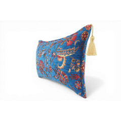 Fabric Pillow,Fabric Pillow 12x20,Navy Blue Caucasus Carnation Pattern Turkish Fabric Pillow,Decorative Pillow,Bohemian Pillow