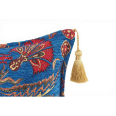 Turkish Fabric Pillow Cover 12x20, Royal Blue Boho Throw Pillow,Caucasus Carnation Pattern Decorative Sofa Accent Ethnic Cushion