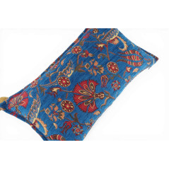 Turkish Fabric Pillow Cover 12x20, Royal Blue Boho Throw Pillow,Caucasus Carnation Pattern Decorative Sofa Accent Ethnic Cushion