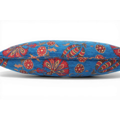 Turkish Fabric Pillow Cover 12x20, Royal Blue Boho Throw Pillow,Caucasus Carnation Pattern Decorative Sofa Accent Ethnic Cushion