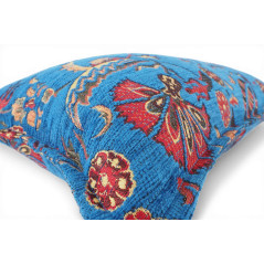Turkish Fabric Pillow Cover 12x20, Royal Blue Boho Throw Pillow,Caucasus Carnation Pattern Decorative Sofa Accent Ethnic Cushion