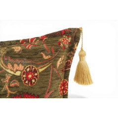 Turkish Fabric Pillow Cover 12x20, Moss Green Boho Throw Pillow,Caucasus Carnation Pattern Decorative Sofa Accent Ethnic Cushion