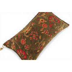 Turkish Fabric Pillow Cover 12x20, Moss Green Boho Throw Pillow,Caucasus Carnation Pattern Decorative Sofa Accent Ethnic Cushion