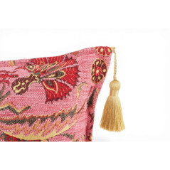 Turkish Fabric Pillow Cover 12x20, Pale Pink Boho Throw Pillow, Caucasus Carnation Pattern Decorative Sofa Accent Ethnic Cushion