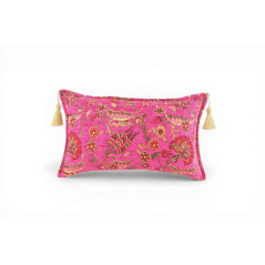 Fabric Pillow, Fabric Pillow 12x20, Mazenda Pink Caucasus Carnation Pattern Turkish Fabric Pillow, Decorative Bohemian Pillow