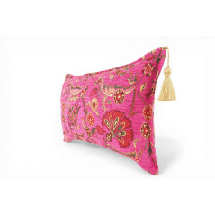 Fabric Pillow, Fabric Pillow 12x20, Mazenda Pink Caucasus Carnation Pattern Turkish Fabric Pillow, Decorative Bohemian Pillow