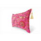 Turkish Fabric Pillow Cover 12x20, Mazenda Pink Boho Throw Pillow, Caucasus Carnation Pattern Decorative Sofa Accent Ethnic