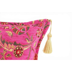 Turkish Fabric Pillow Cover 12x20, Mazenda Pink Boho Throw Pillow, Caucasus Carnation Pattern Decorative Sofa Accent Ethnic
