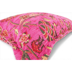 Turkish Fabric Pillow Cover 12x20, Mazenda Pink Boho Throw Pillow, Caucasus Carnation Pattern Decorative Sofa Accent Ethnic