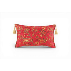 Fabric Pillow, Fabric Pillow 12x20, Red Caucasus Carnation Pattern Turkish Fabric Pillow, Decorative Bohemian Pillow