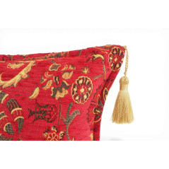 Turkish Fabric Pillow Cover 12x20, Red Boho Throw Pillow, Caucasus Carnation Pattern Decorative Sofa Accent Ethnic Cushion Case