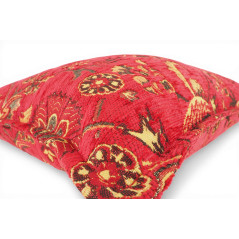 Turkish Fabric Pillow Cover 12x20, Red Boho Throw Pillow, Caucasus Carnation Pattern Decorative Sofa Accent Ethnic Cushion Case
