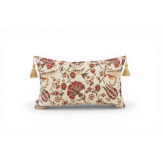 Fabric Pillow, Fabric Pillow 12x20, Beige Caucasus Carnation Pattern Turkish Fabric Pillow, Decorative Pillow, Bohemian Pillow