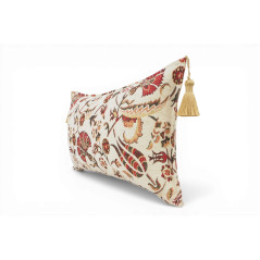 Fabric Pillow, Fabric Pillow 12x20, Beige Caucasus Carnation Pattern Turkish Fabric Pillow, Decorative Pillow, Bohemian Pillow