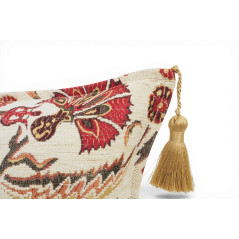 Turkish Fabric Pillow Cover 12x20, Beige Boho Throw Pillow,Caucasus Carnation Pattern Decorative Sofa Accent Ethnic Cushion Case