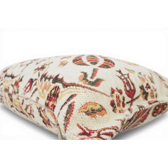 Turkish Fabric Pillow Cover 12x20, Beige Boho Throw Pillow,Caucasus Carnation Pattern Decorative Sofa Accent Ethnic Cushion Case