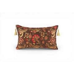 Fabric Pillow, Fabric Pillow 12x20, Brown Caucasus Carnation Pattern Turkish Fabric Pillow, Decorative Pillow, Bohemian Pillow