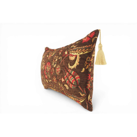Fabric Pillow, Fabric Pillow 12x20, Brown Caucasus Carnation Pattern Turkish Fabric Pillow, Decorative Pillow, Bohemian Pillow