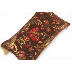 Turkish Fabric Pillow Cover 12x20, Brown Boho Throw Pillow,Caucasus Carnation Pattern Decorative Sofa Accent Ethnic Cushion Case