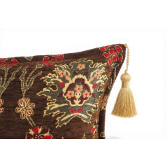 Turkish Fabric Pillow Cover 12x20, Brown Boho Throw Pillow, Topkapi Palace Pattern Decorative Sofa Accent Ethnic Cushion Case
