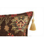 Turkish Fabric Pillow Cover 12x20, Brown Boho Throw Pillow, Topkapi Palace Pattern Decorative Sofa Accent Ethnic Cushion Case